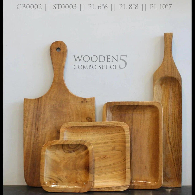 WOODEN PLATTERS COMBO SET WITH CHOPPING BOARDS II ACACIA WOOD