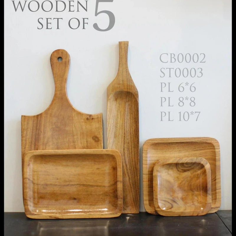 WOODEN PLATTERS COMBO SET WITH CHOPPING BOARDS II ACACIA WOOD