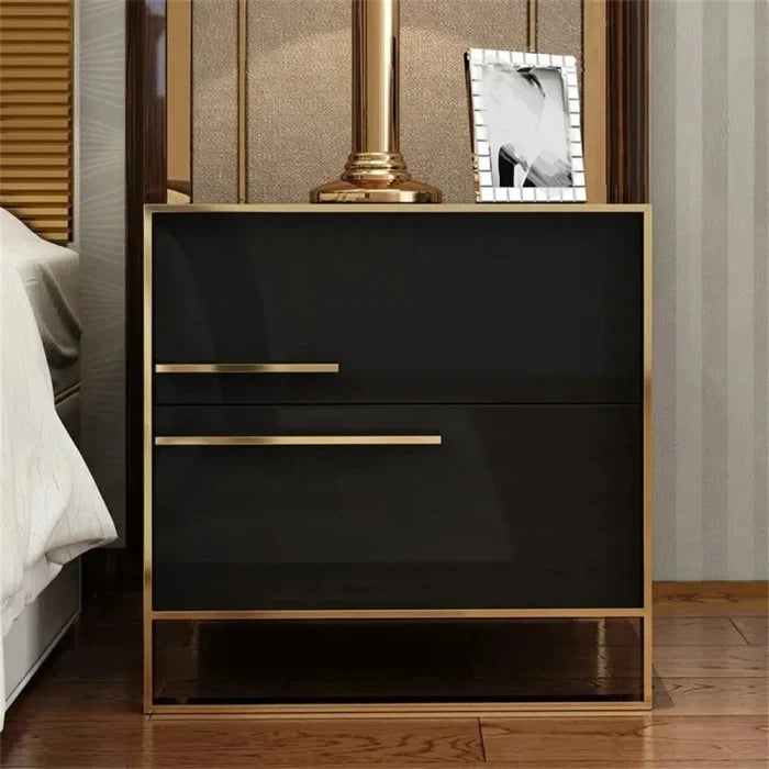 Sam Modern Luxury Black & Gold Bed Side Table