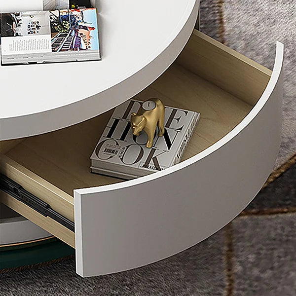 Sanco Modern Round Centre Table with Storage Rotatable Drawers