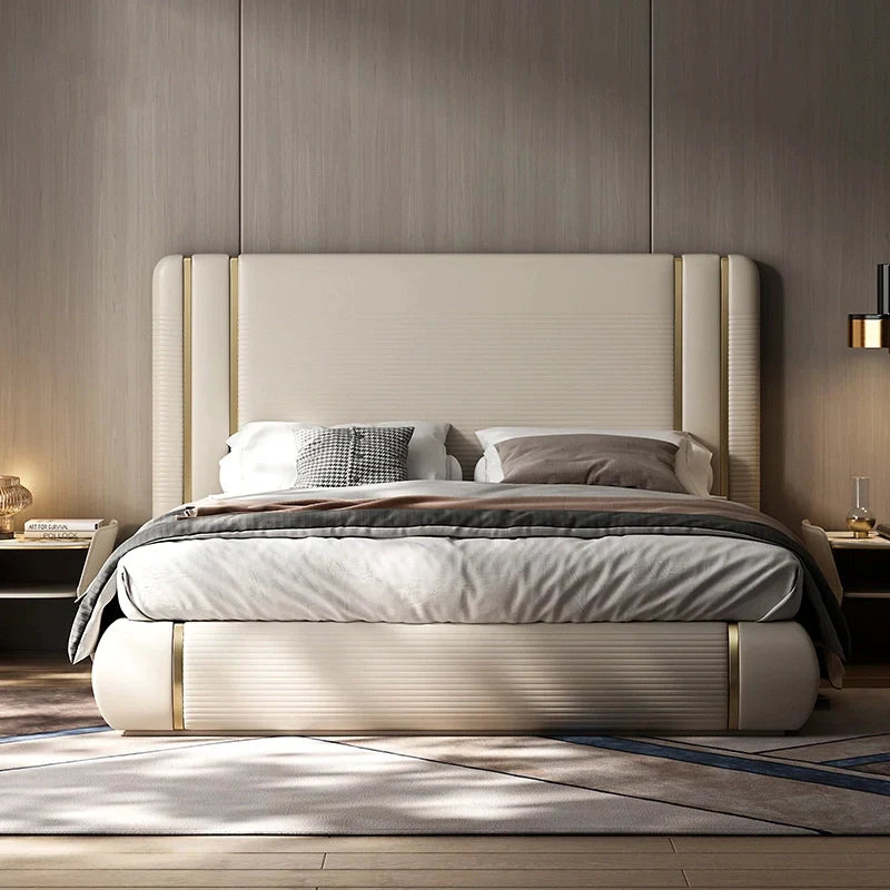 Classic Luxury Upholstered Bed In Off White