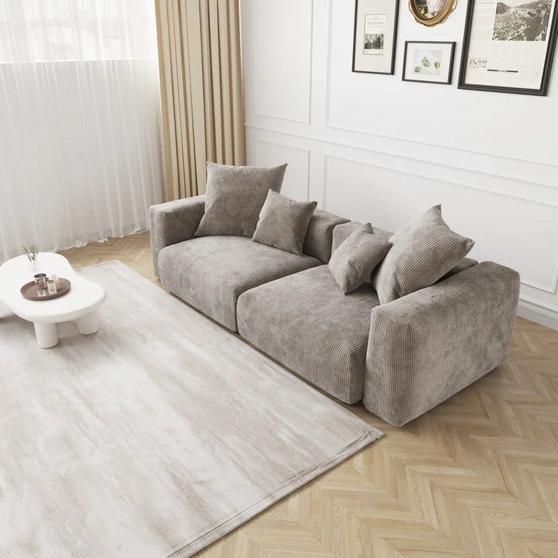 Fixon Corduroy Upholstered 2 Seater Modular Sofa - Craft Decor