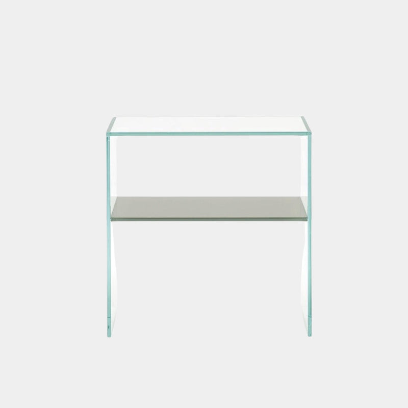 Minimalist Glass Side Table with Shelf
