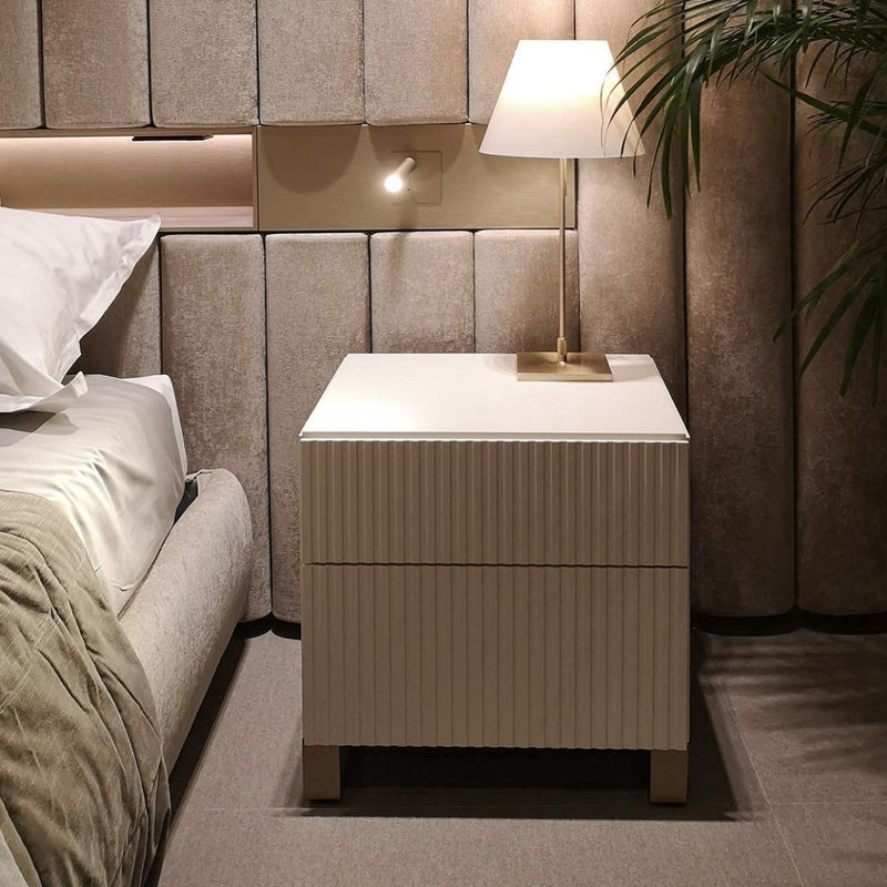 Minimalist Textured Two-Drawer Side Table