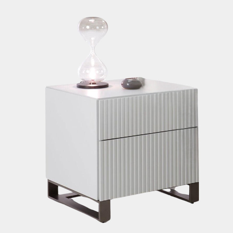Minimalist Textured Two-Drawer Side Table
