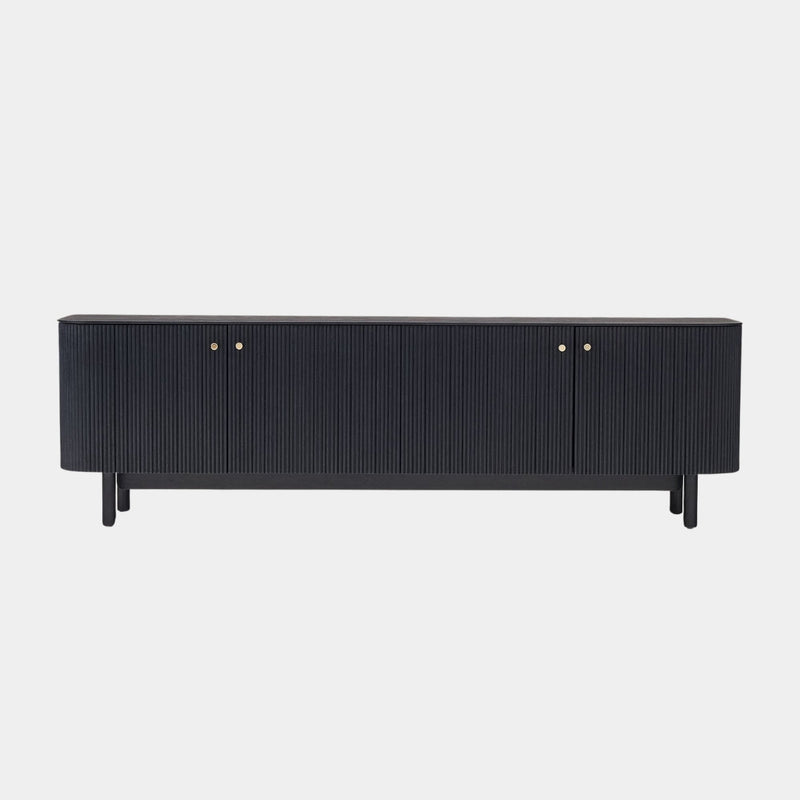 Elegant Black Slatted TV Unit