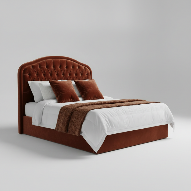 Crimson Tufted Bed