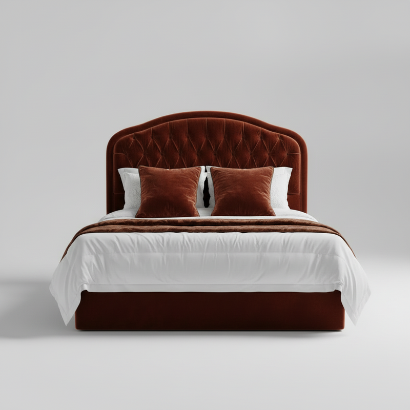Crimson Tufted Bed