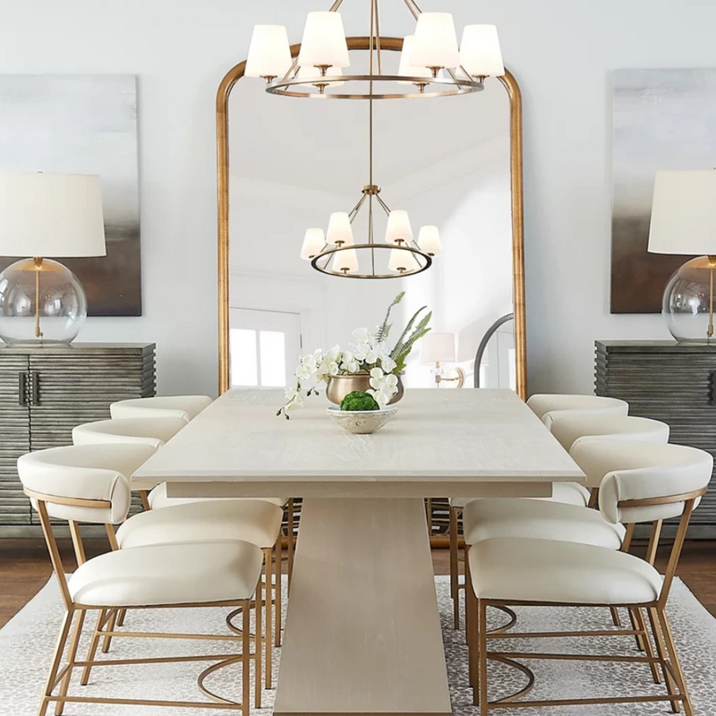 Seno 6 Seater Modern Dining Table In Matt Gold