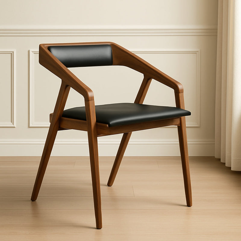 Modern Wood Frame Dining Chair with Black Seat