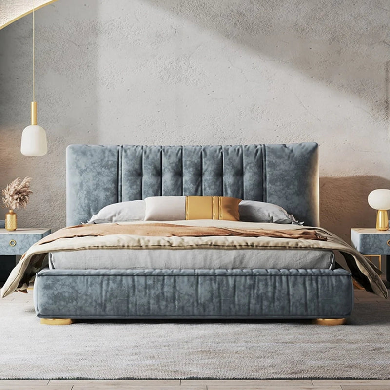 Modern Luxe Upholstered Grey Bed