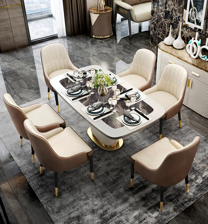 Aria Luxury Contemporary design Marble Dining Table Rectangular Table
