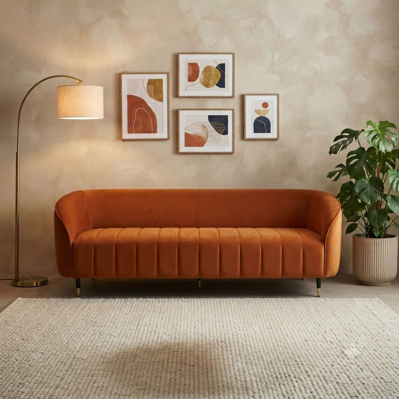 4 Seater Modern Curved Channel Lounge Sofa