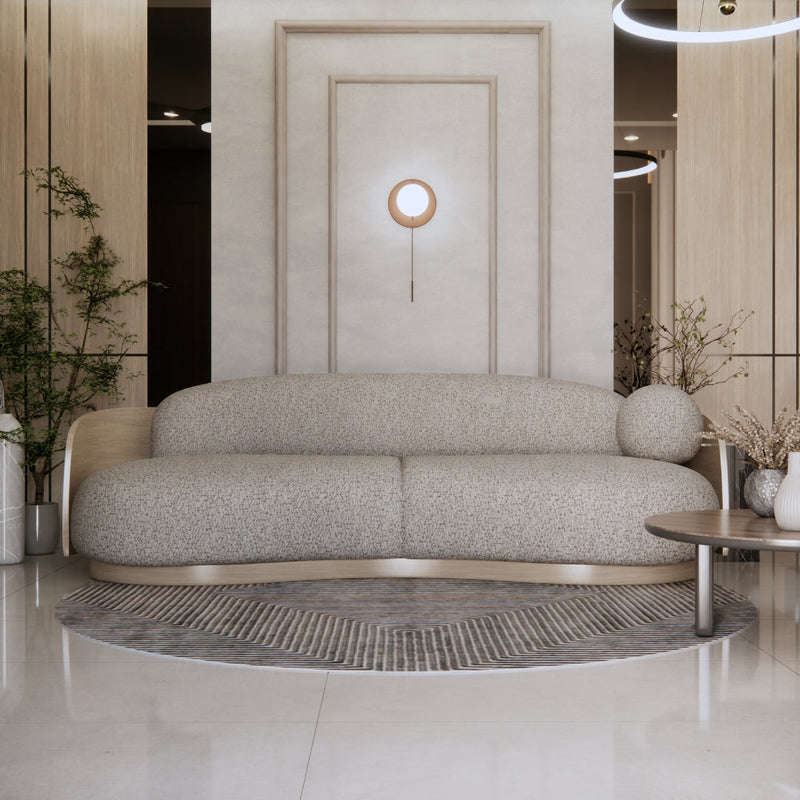 4 Seater Light Grey Curve Design Sofa