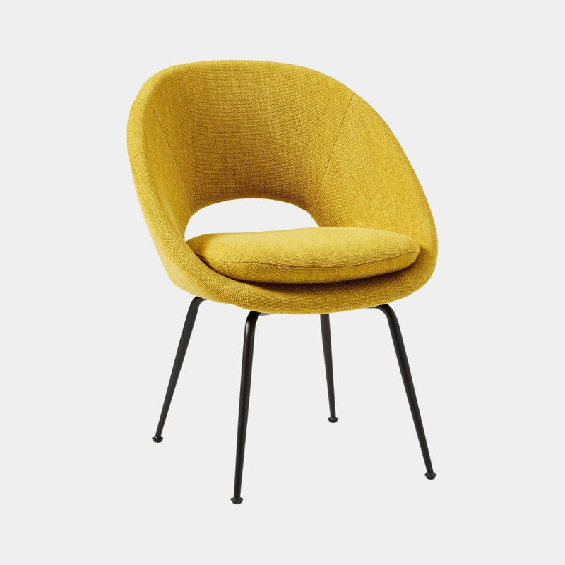Contemporary Curved Yellow Upholstered Dining Chair