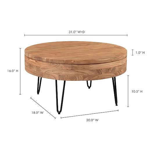 Kaichin Bowed Legs Round Storage Coffee Table - Wooden Empiro