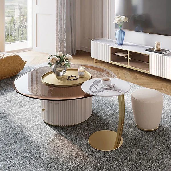 Nasir Modern Round Coffee Table Set