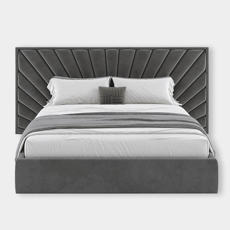 Radiant Morning King-Size Bed With Velvet Upholstery