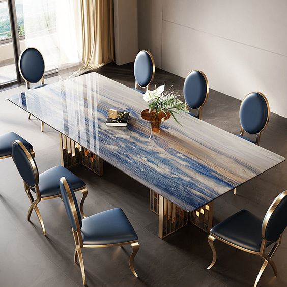 Noxa Blue Modern Dining Set
