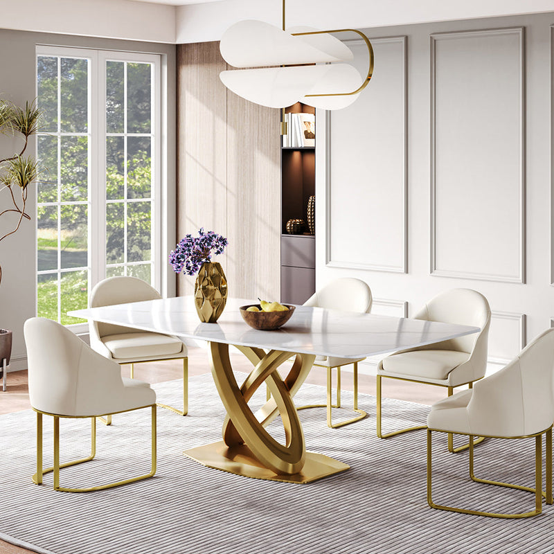 Crish Luxurious Modern Dining Set With Marble Top