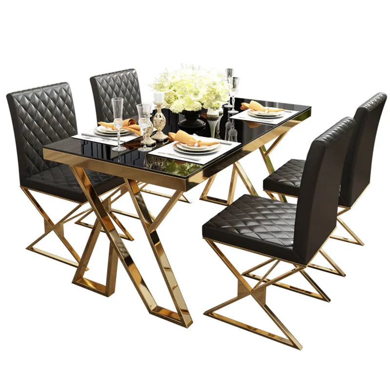 Grandeur Rectangular dining table made of tempered glass with a sleek black finish measuring 1400mm.