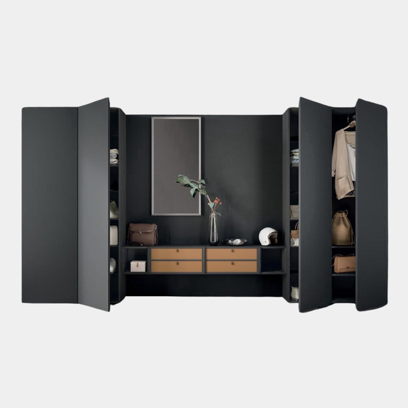 Modern Charcoal Wardrobe With Accent Drawers