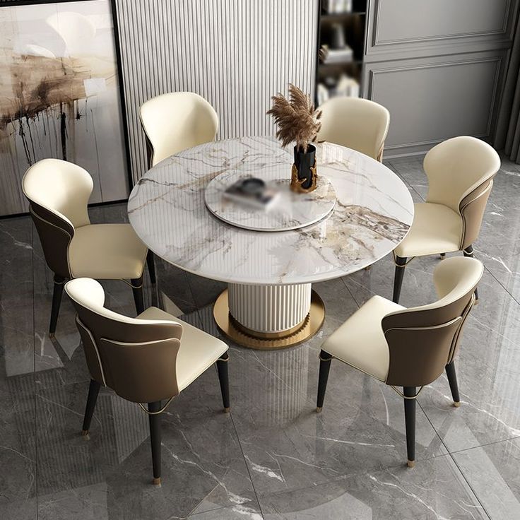 Alzar Modern Contemporary Round 4 Seater Dining Set