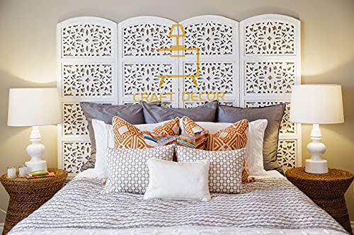 CRAFT DECOR Wooden Room Partition for Living Rooms / Wood Screen Separator & Room Divider 4 Panels for Living Room/Bedroom/Office/ Restaurants/Pooja Room