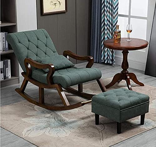 CRAFT DECOR Wooden Rocking Chair with Foot Rest, Balcony Rocking for Adults, Ergonomic Rocking Chair for Home/Office/Balcony.