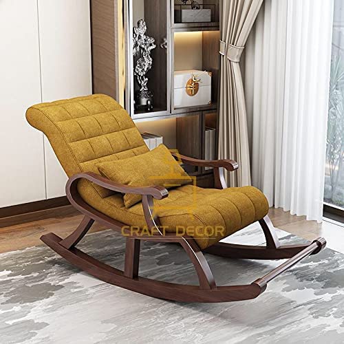 CRAFT DECOR Wooden Rocking Chair |Rocking Chair for Adults for Home | Wooden Easy Chair |Wooden Swing Chair for Home, Living Room|Sheesham Wood Rocking Chair