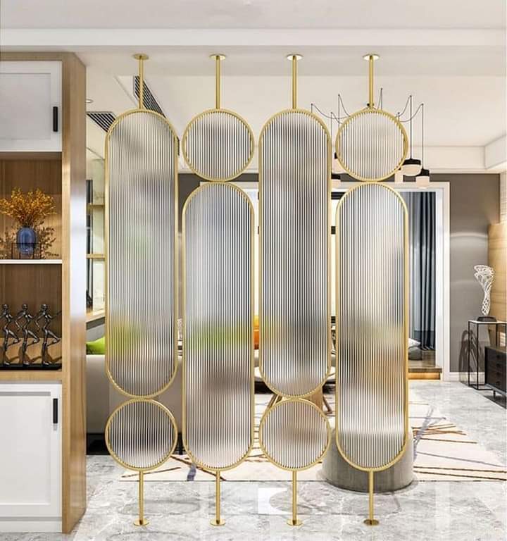 Fluted Glass Metal Partition