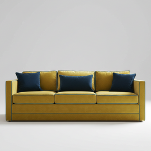 Piped Sofa — Mustard Contrast Trim, made to order by Wooden Empiro