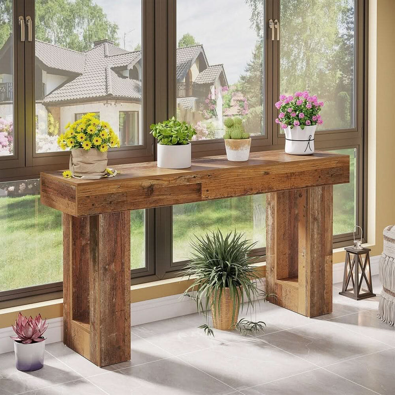 Farmhouse Wooden Console Entryway Table for Living Room