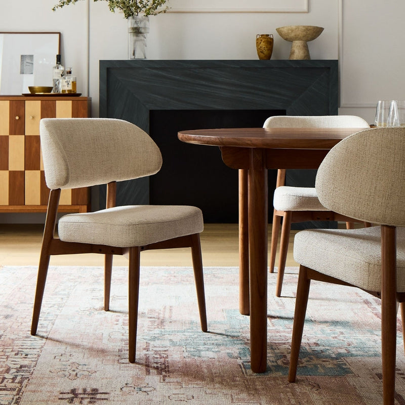 Vintage Inspired Wooden Upholstered Dining Chair