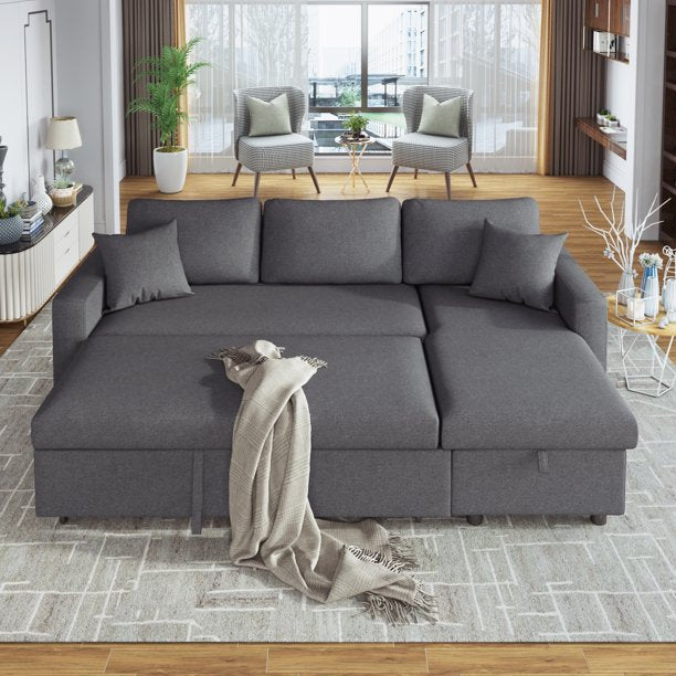 Rasa L-Shaped Sectional Sofa Bed Cum Bed with Hidden Storage