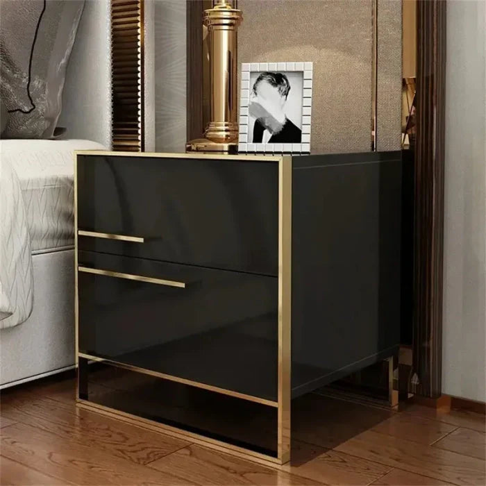 Sam Modern Luxury Black & Gold Bed Side Table
