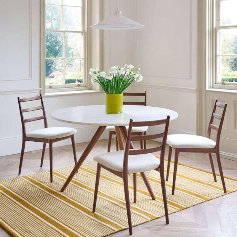 Marble Top Angled Wood Leg Cafe Table