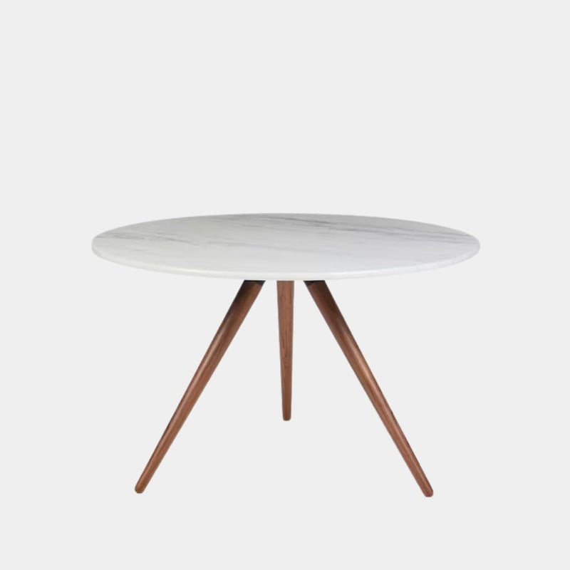 Marble Top Angled Wood Leg Cafe Table
