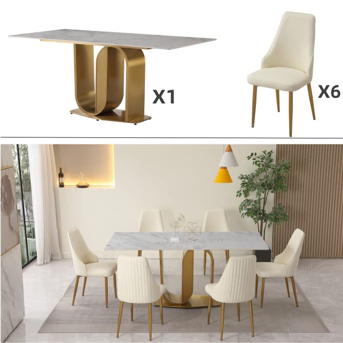 Boss Luxury Modern Stainless Steel Dining Table Set