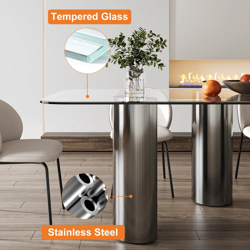 Gossy Modern Glass Top Dining Set