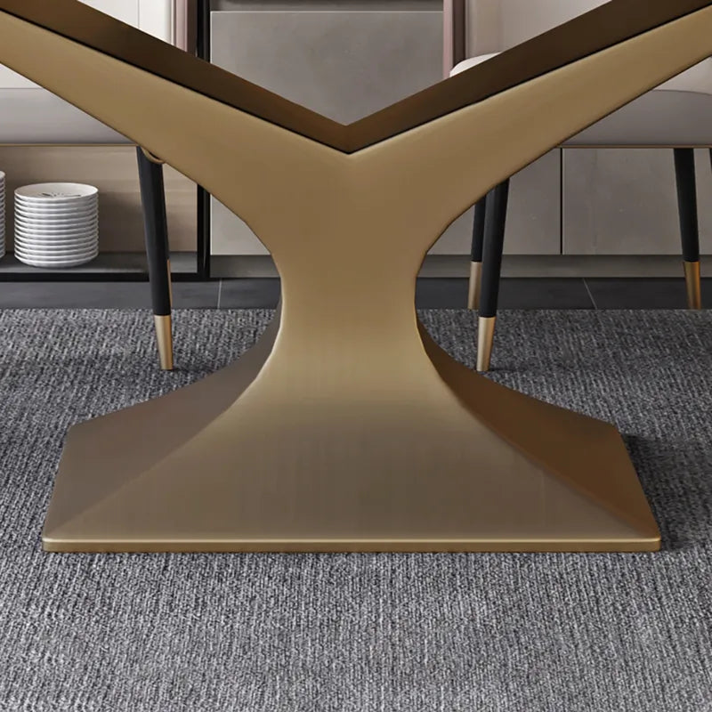 Splendor Modern Rectangular Dining Table and Chair Combination with Italian Stone and Glass Top