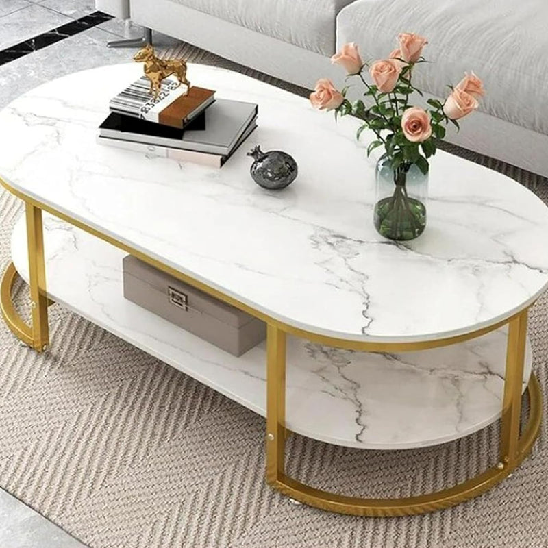 CROWN ART SHOPPEE Metal Centre Tables For The Living Room, Side Tables And Coffee Tables: Small Apartment Home Furnishings; Contemporary Coffee Tables; Oval Sofa Tables; And Side Tables 2 Tier White
