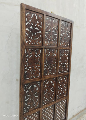 Wooden Room Divider/Partition for Living Room,Bedroom, Pooja Room & Home Decor (1 Panels partion Dark Antique Brown) (72 X 20 Inch)
