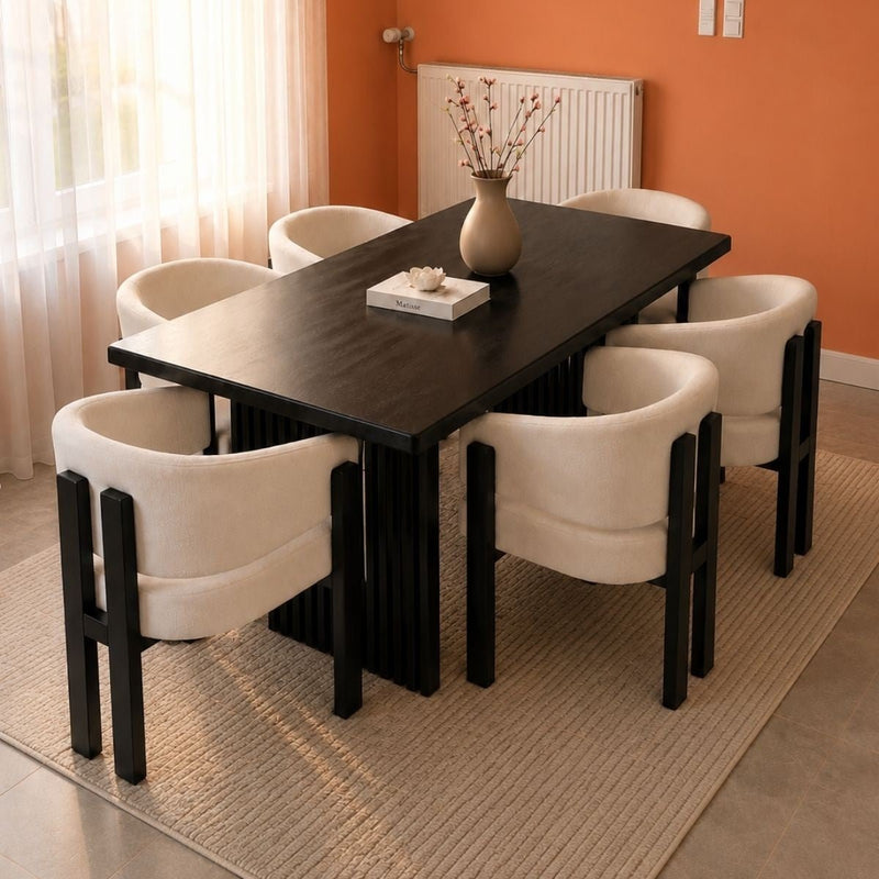 Flute Wooden Dining Table Set