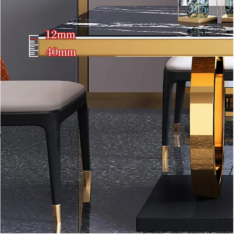 Orion Modern Luxury Dining Table featuring Natural Marble Top and Metal Frame
