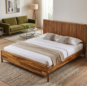 natural wooden bed