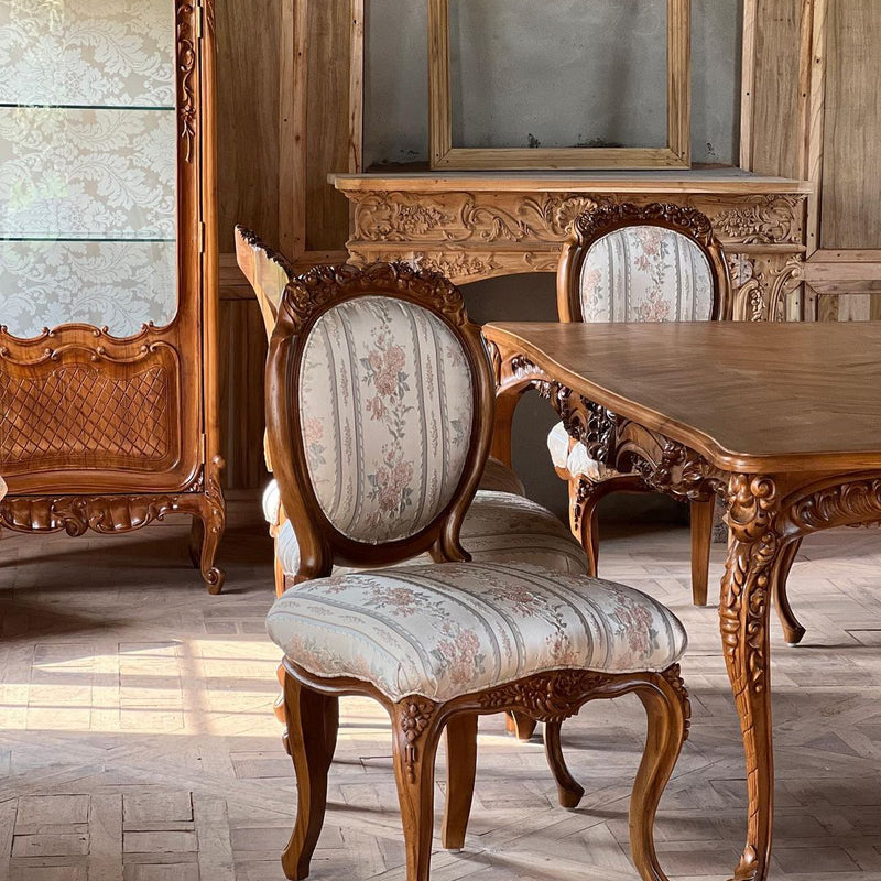 Louis XV dining chairs with exuberant bows