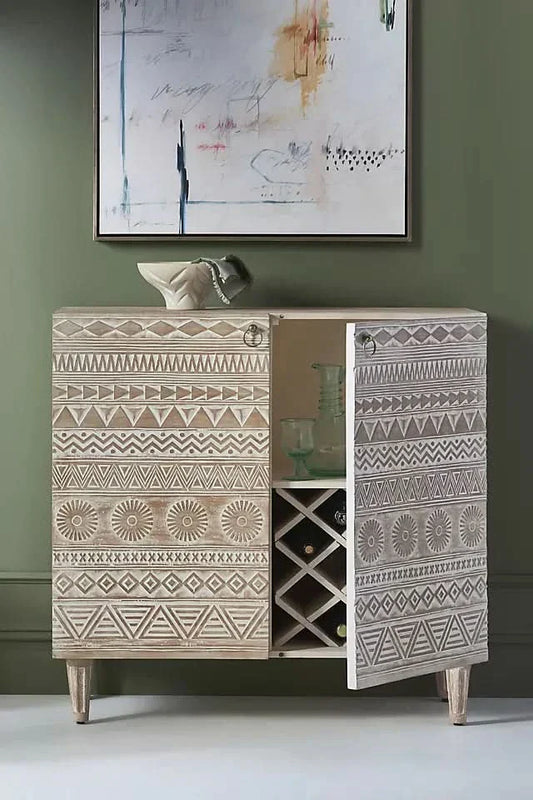 Qascer Bar Cabinet - Wooden Empiro