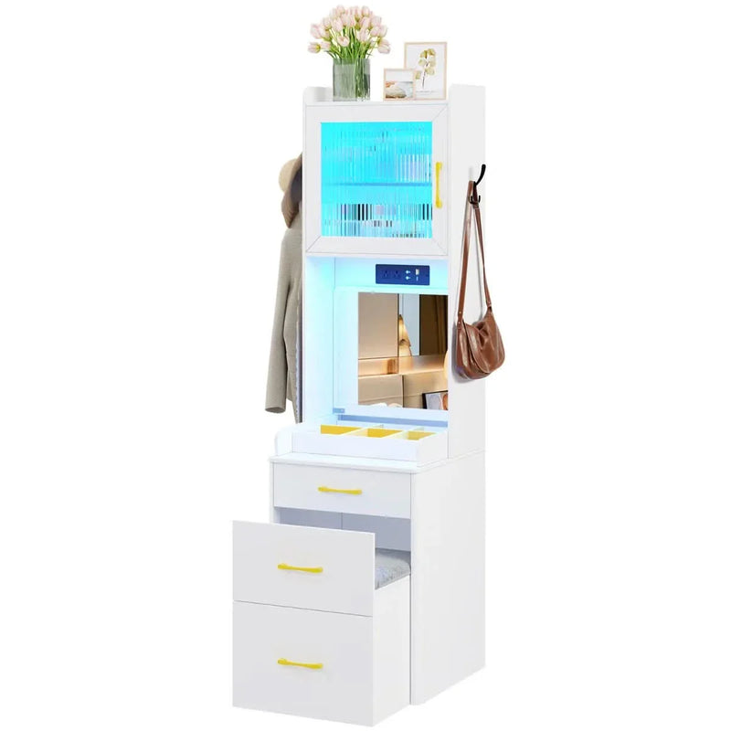 3-in-1 LED Vanity Set with Mirror, Storage & Charging Station