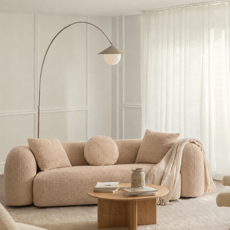 The Élanza Sofa — Luxury Curved Bouclé 3 Seater Sofa